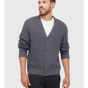 Grey Cotton Mens Cardigan Minimalist, Preppy, Academia  sz small